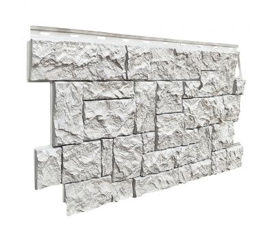 Фасадные панели (цокольный сайдинг) коллекция камень дикий - Мелованный белый от производителя Fineber по цене 642 р Фасадные панели (цокольный сайдинг) коллекция камень дикий - Мелованный белый от производителя Fineber по цене 642 р